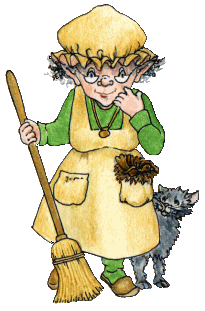 Phee with Broom and Cat