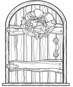 Christmas Fairy Door Coloring Page