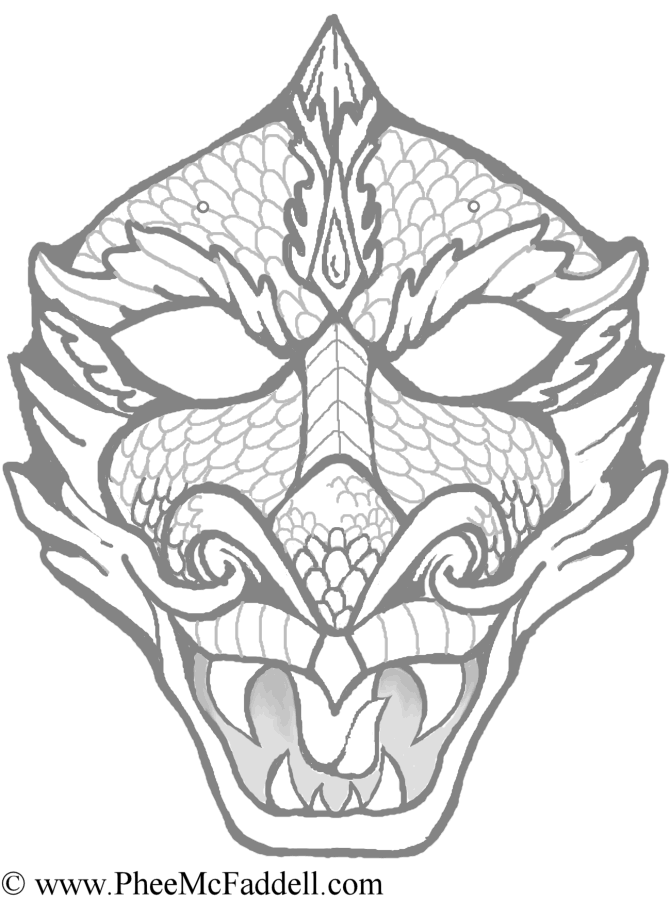 Dragon Mask Coloring Page